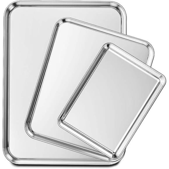 Baking Sheet Set of 3,Stainless Steel Cookie Sheet Baking Sheet Pan,9/12/16 Inch - Picture 7 of 7